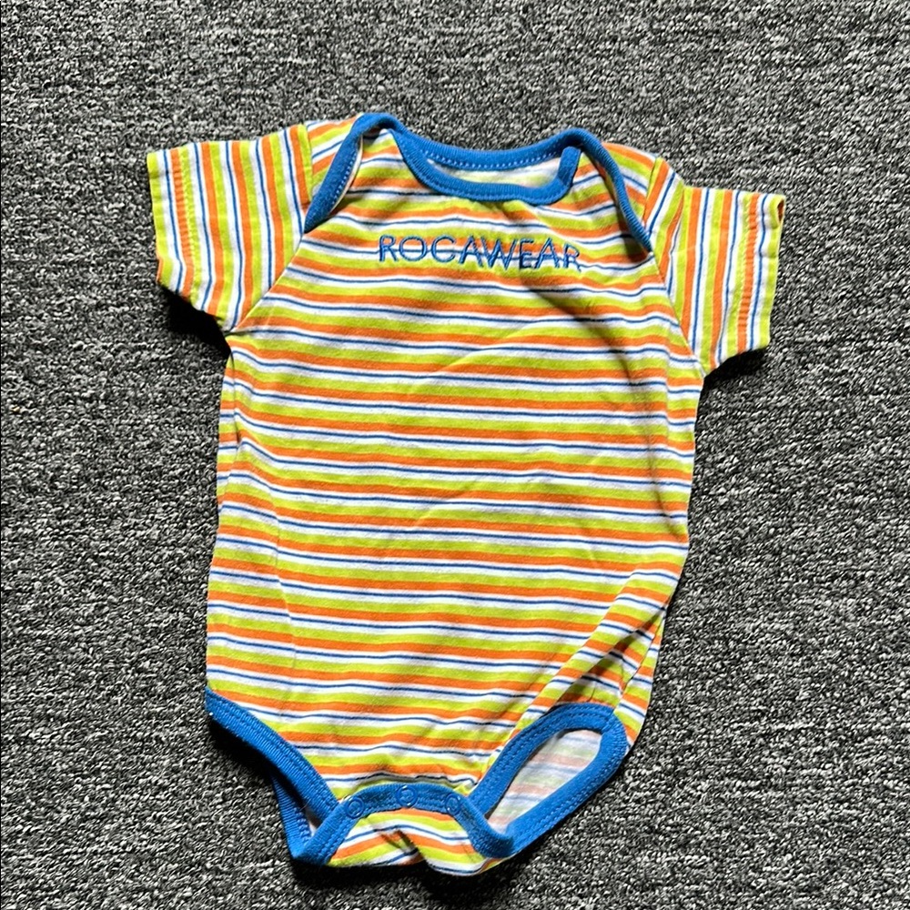 Rocawear Blue and Yellow Bodysuit Striped One Piece